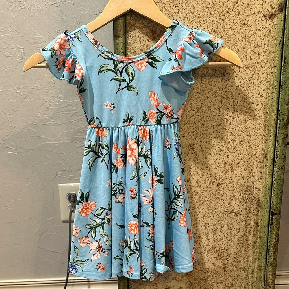 Dot Dot Smile Blue Floral Kids Dress